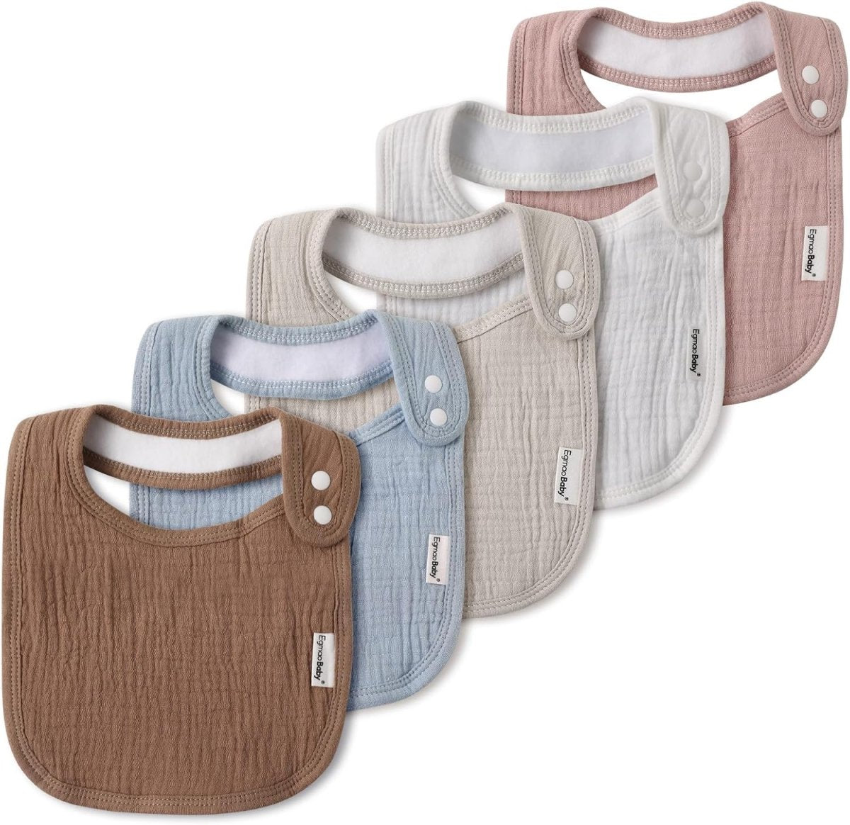 10 Pack Cotton Snap Bibs for Baby Boy Girl, Super Soft Drool Bibs for Teething and Feeding - LittleTreasures