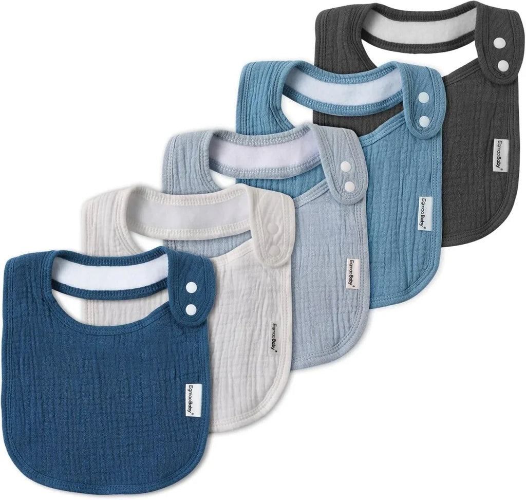 10 Pack Cotton Snap Bibs for Baby Boy Girl, Super Soft Drool Bibs for Teething and Feeding - LittleTreasures