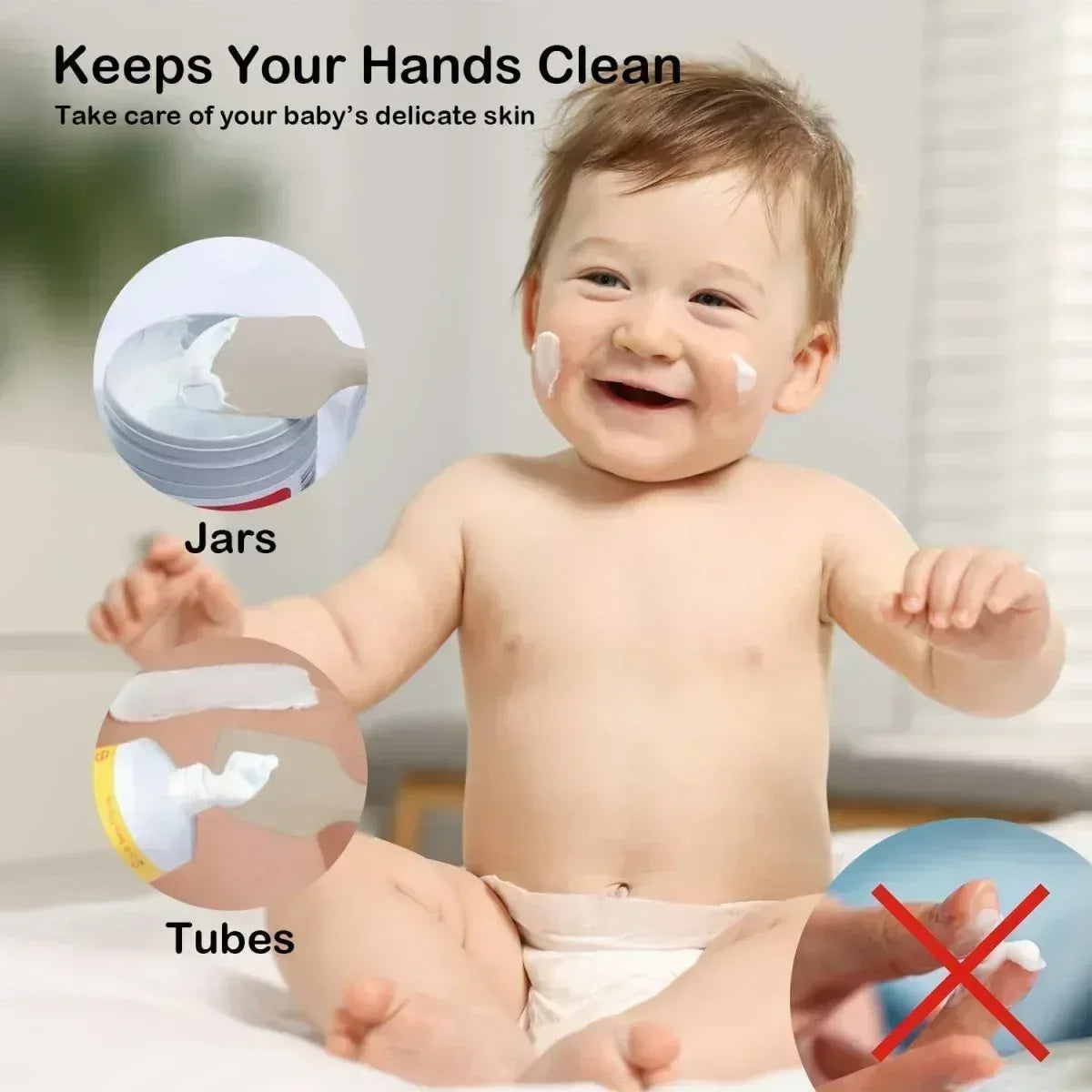 2 Pack Baby Diaper Cream Spatula - Baby Diaper Rash Cream Applicator for Butt Paste Diaper Cream - Diaper Cream Brush for Newborn Baby Essentials (Brown) - LittleTreasures