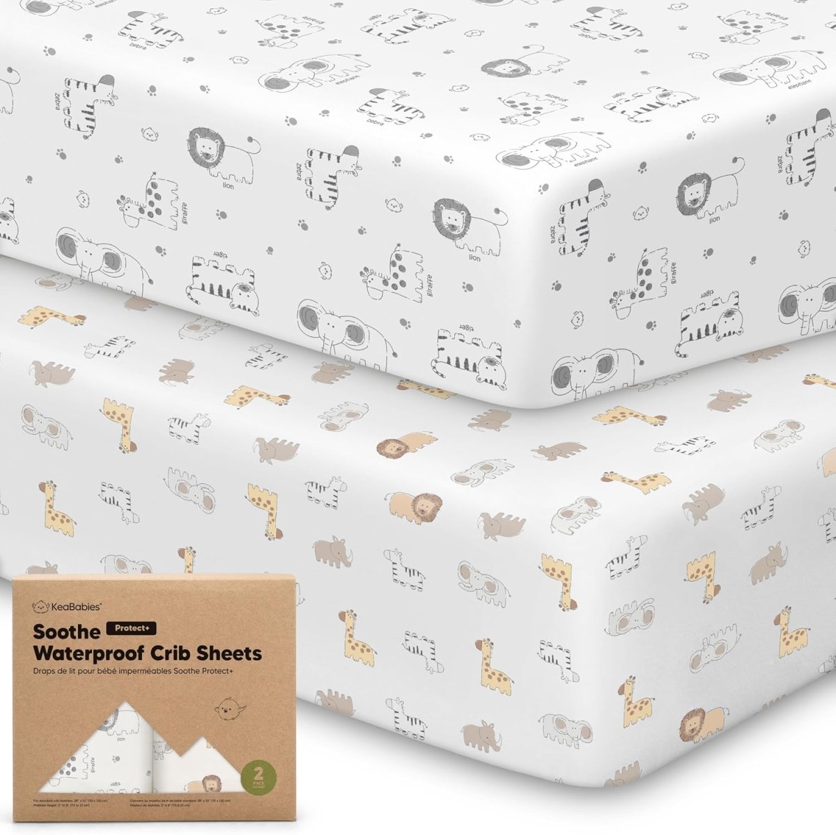 2 - Pack Waterproof Crib Sheets for Girl, Boy - Organic Cotton Fitted Crib Sheets Neutral, Crib Mattress Protector Sheets, Soft Toddler Bed Sheets, Washable Infant Fitted Baby Crib Sheets (Pine Grove) - LittleTreasures