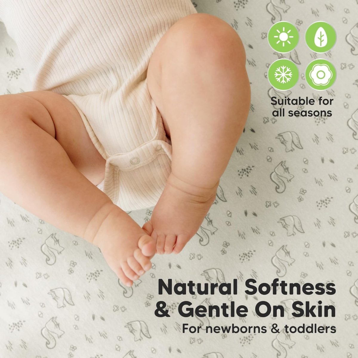 2 - Pack Waterproof Crib Sheets for Girl, Boy - Organic Cotton Fitted Crib Sheets Neutral, Crib Mattress Protector Sheets, Soft Toddler Bed Sheets, Washable Infant Fitted Baby Crib Sheets (Pine Grove) - LittleTreasures