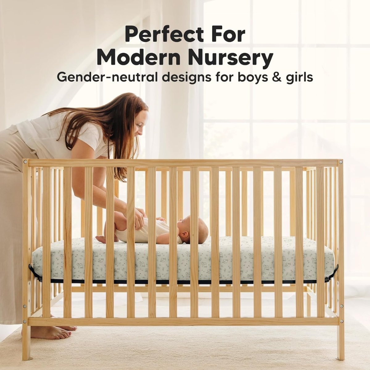 2 - Pack Waterproof Crib Sheets for Girl, Boy - Organic Cotton Fitted Crib Sheets Neutral, Crib Mattress Protector Sheets, Soft Toddler Bed Sheets, Washable Infant Fitted Baby Crib Sheets (Pine Grove) - LittleTreasures