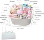 27 - Piece Baby Girl Shower Gift Basket Set - Newborn Essentials, Large Pink Gift Basket With Rattle, Swaddle, Diaper Caddy Organizer - LittleTreasures