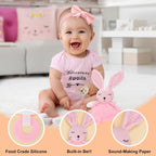 27 - Piece Baby Girl Shower Gift Basket Set - Newborn Essentials, Large Pink Gift Basket With Rattle, Swaddle, Diaper Caddy Organizer - LittleTreasures