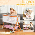 3 in 1 Bassinet,Baby Bassinets Bedside Sleeper with Musical Toy,Adjustable Height Bedside Bassinet for Baby with Wheels and Storage Basket,4 - Sided Mesh Bedside Crib for Newborn 0 - 6 Months (Grey) - LittleTreasures