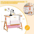 3 in 1 Bassinet,Baby Bassinets Bedside Sleeper with Musical Toy,Adjustable Height Bedside Bassinet for Baby with Wheels and Storage Basket,4 - Sided Mesh Bedside Crib for Newborn 0 - 6 Months (Grey) - LittleTreasures