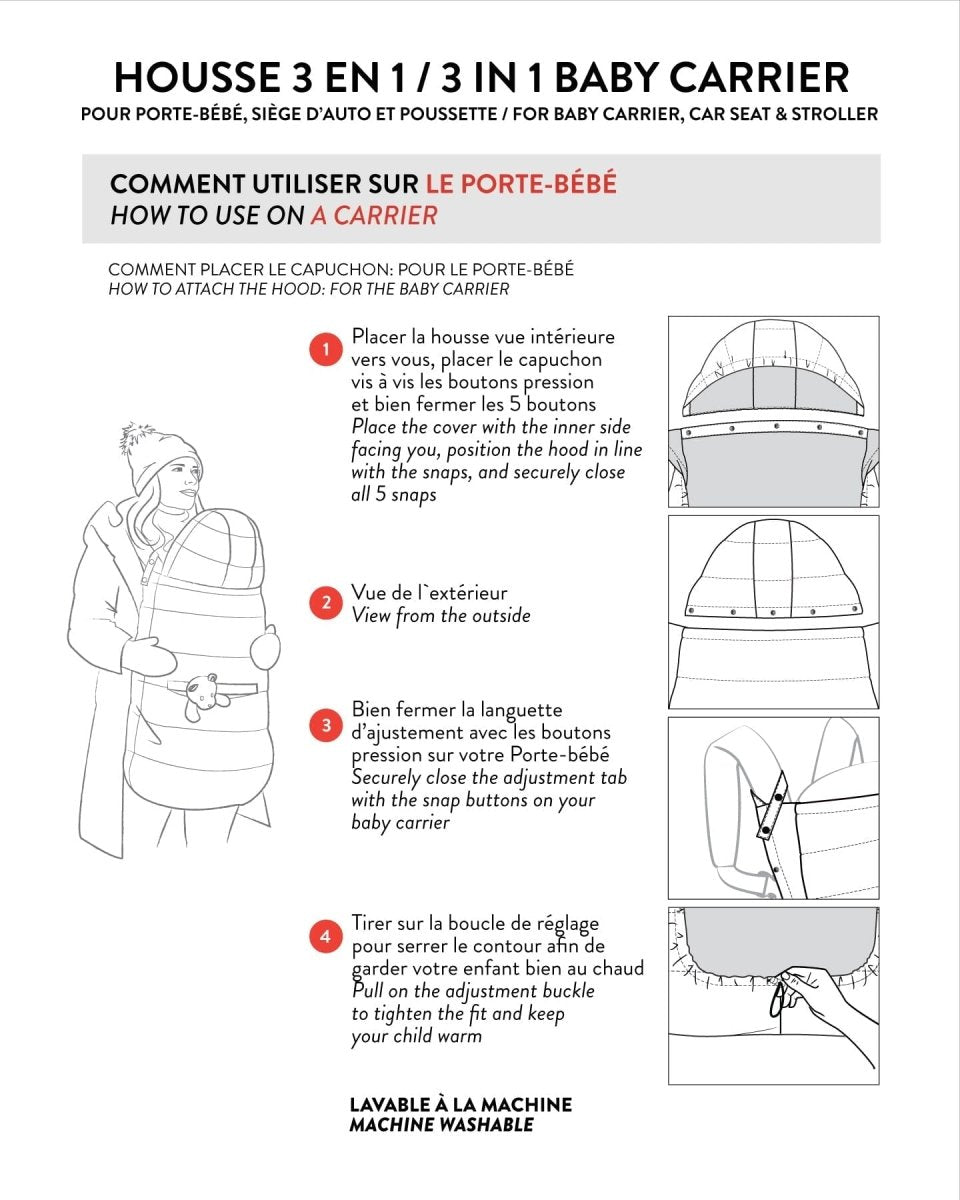 3 - In - 1 Multifunction Cover For Car Seat, Stroller, And Baby Carrier In Black - LittleTreasures