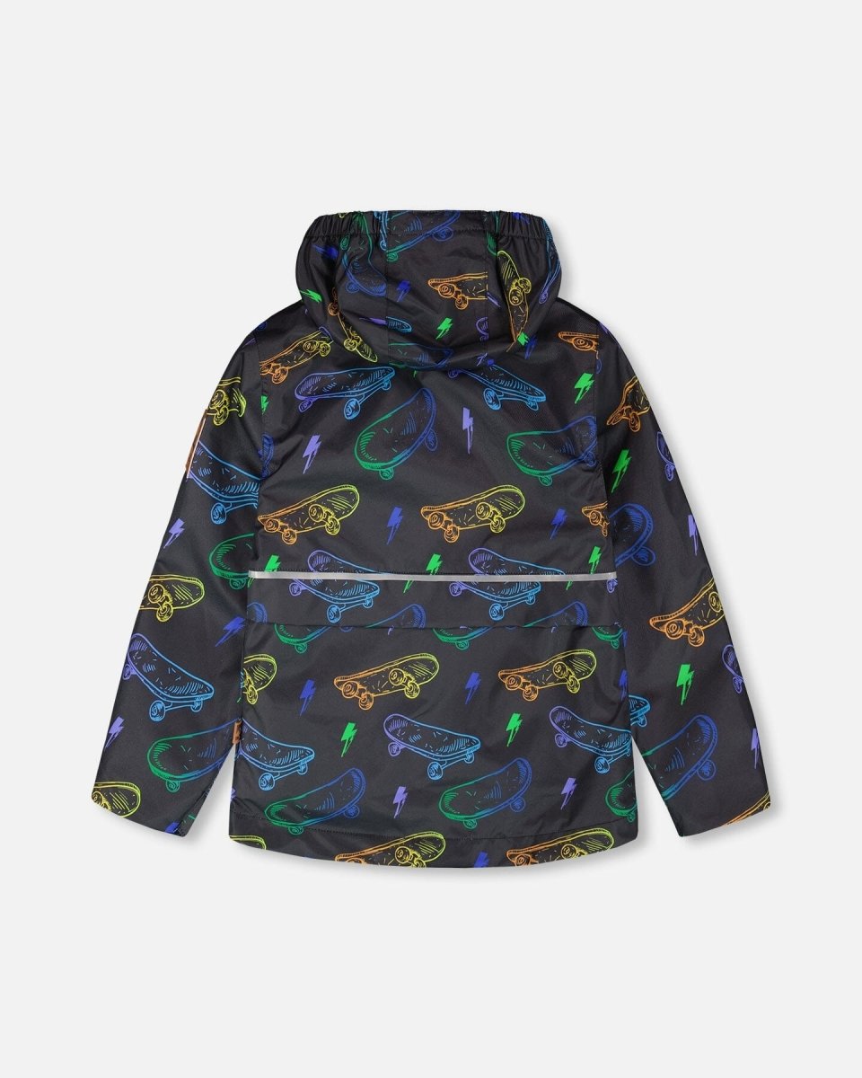 3 - In - 1 Two - Piece Mid - Season Outerwear Set Black Printed Skateboards - LittleTreasures