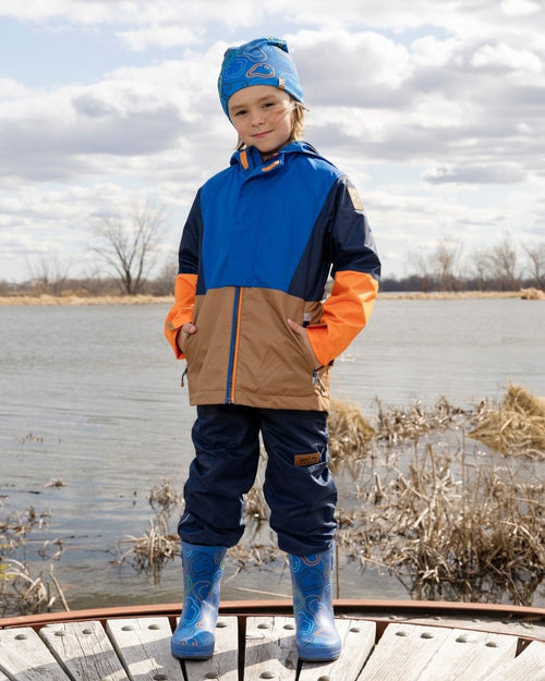 3 - In - 1 Two - Piece Mid - Season Outerwear Set Blue Colorblock - LittleTreasures