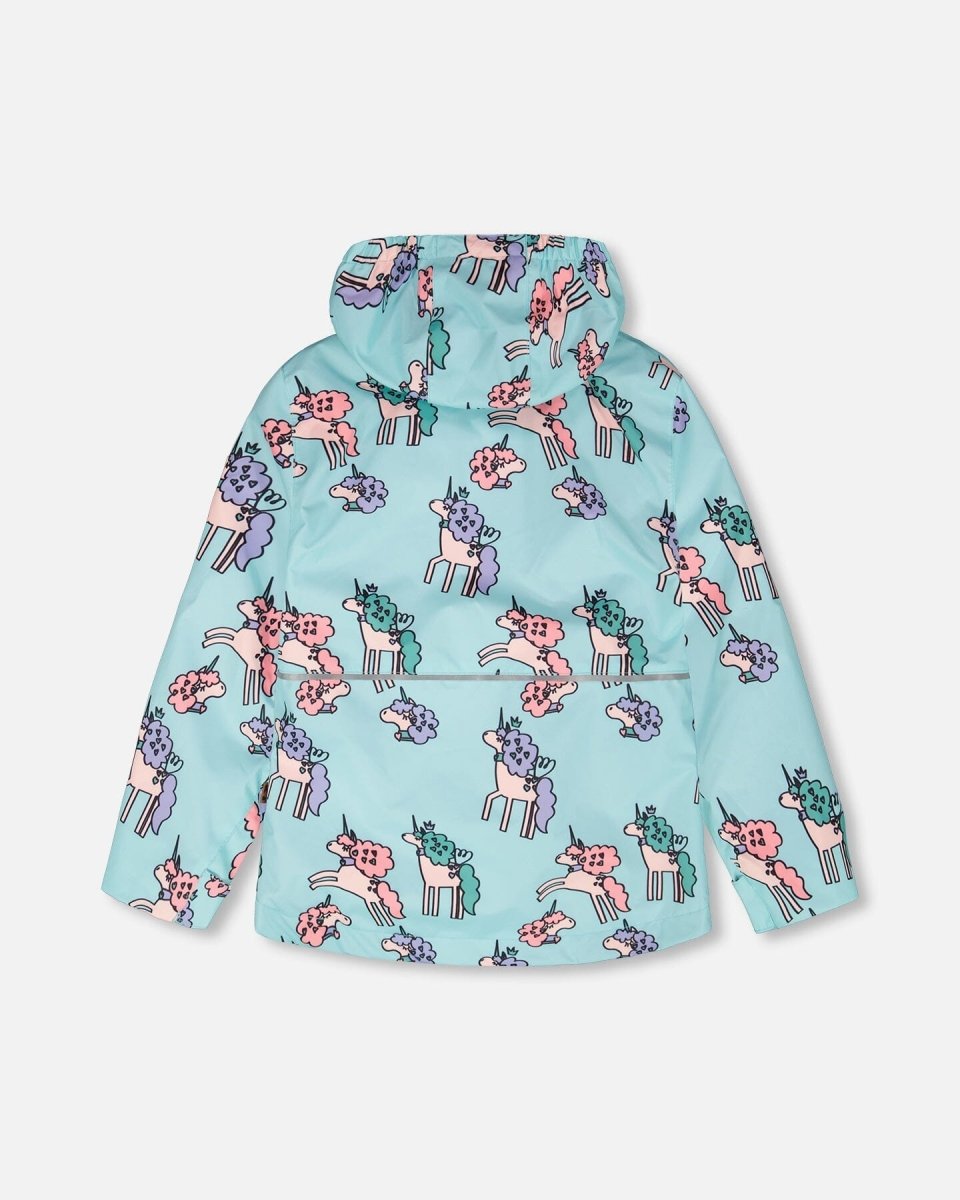 3 - In - 1 Two - Piece Mid - Season Outerwear Set Blue Unicorn Print - LittleTreasures