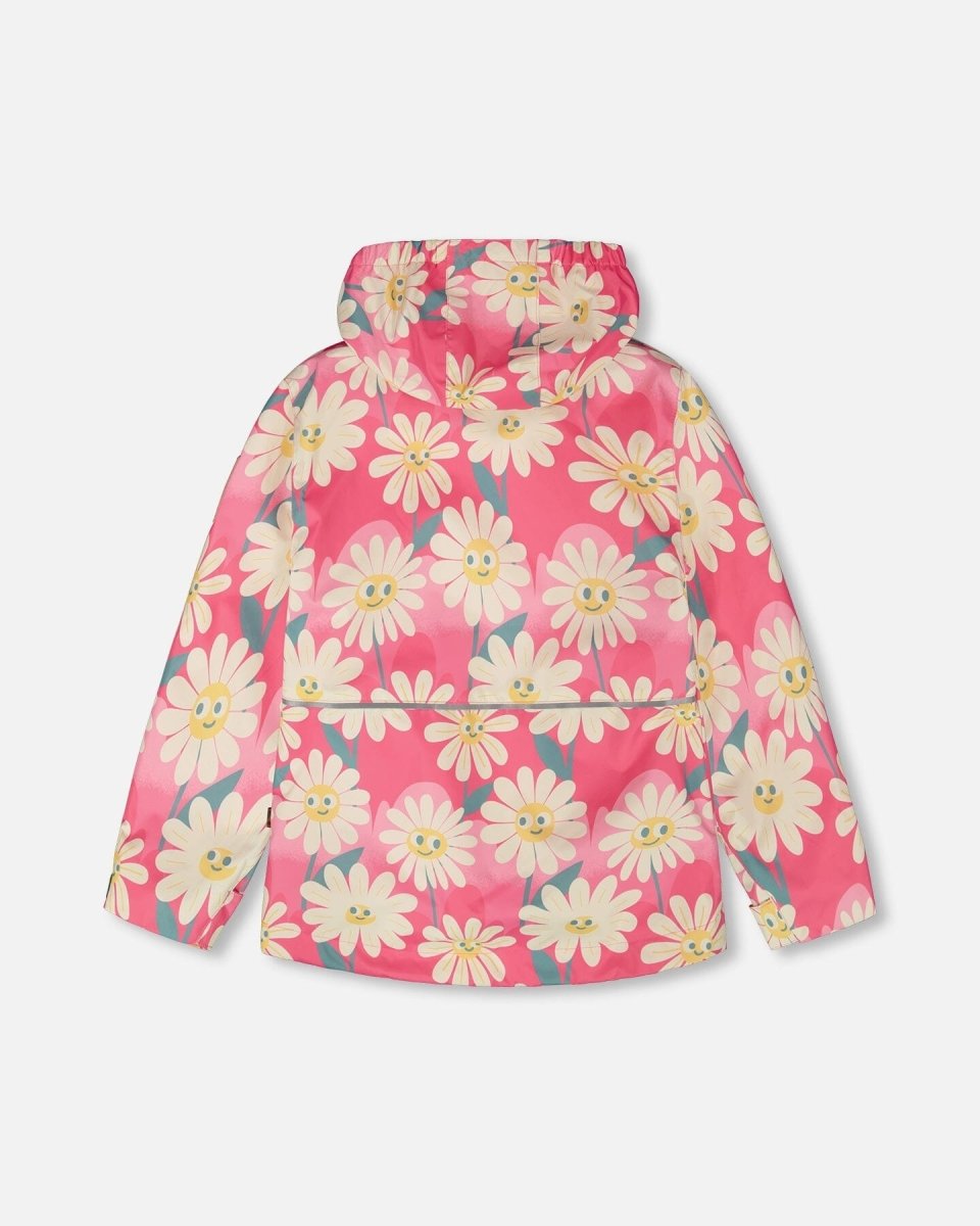 3 - In - 1 Two - Piece Mid - Season Outerwear Set Pink Smiling Flower Print - LittleTreasures