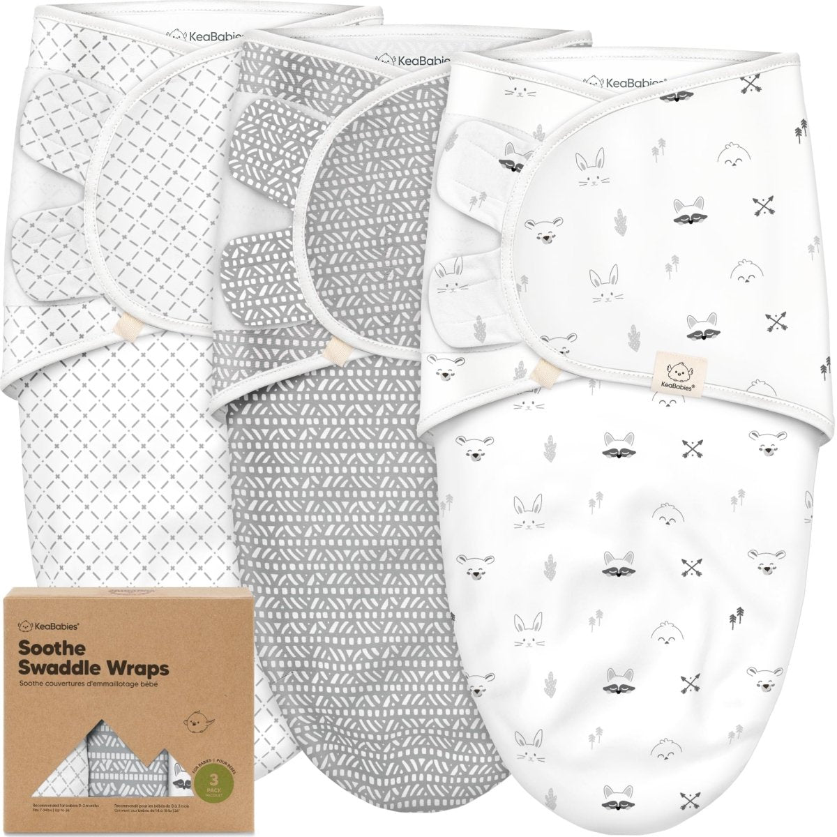 3 - Pack Organic Baby Swaddle Sleep Sacks - Swaddles for Newborns, Infant 0 - 3 Months, Baby Girls, Boys, Soft & Snug Newborn Sleep Sack, Nursery Swaddling Blankets, Easy to Use (Nordic) - LittleTreasures