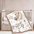 3 Pcs Baby Crib Bedding Set Safari Animals Dinosaurs Bear Woodland Animals Jungle Crib Set Includes Quilt, Fitted Sheet, Skirt for Baby Boy Girl(Brown,Teddy Bear) - LittleTreasures