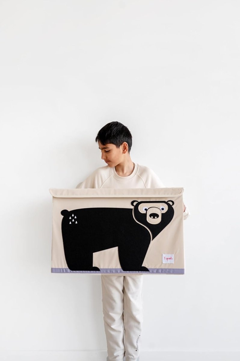 3 Sprouts Large Toy Chest - Sturdy Kids Collapsible Toy Box with Lid and Handles for Boys & Girls - Playroom Storage Organizer, Toy Bin, Coffre à Jouets, Bear - LittleTreasures