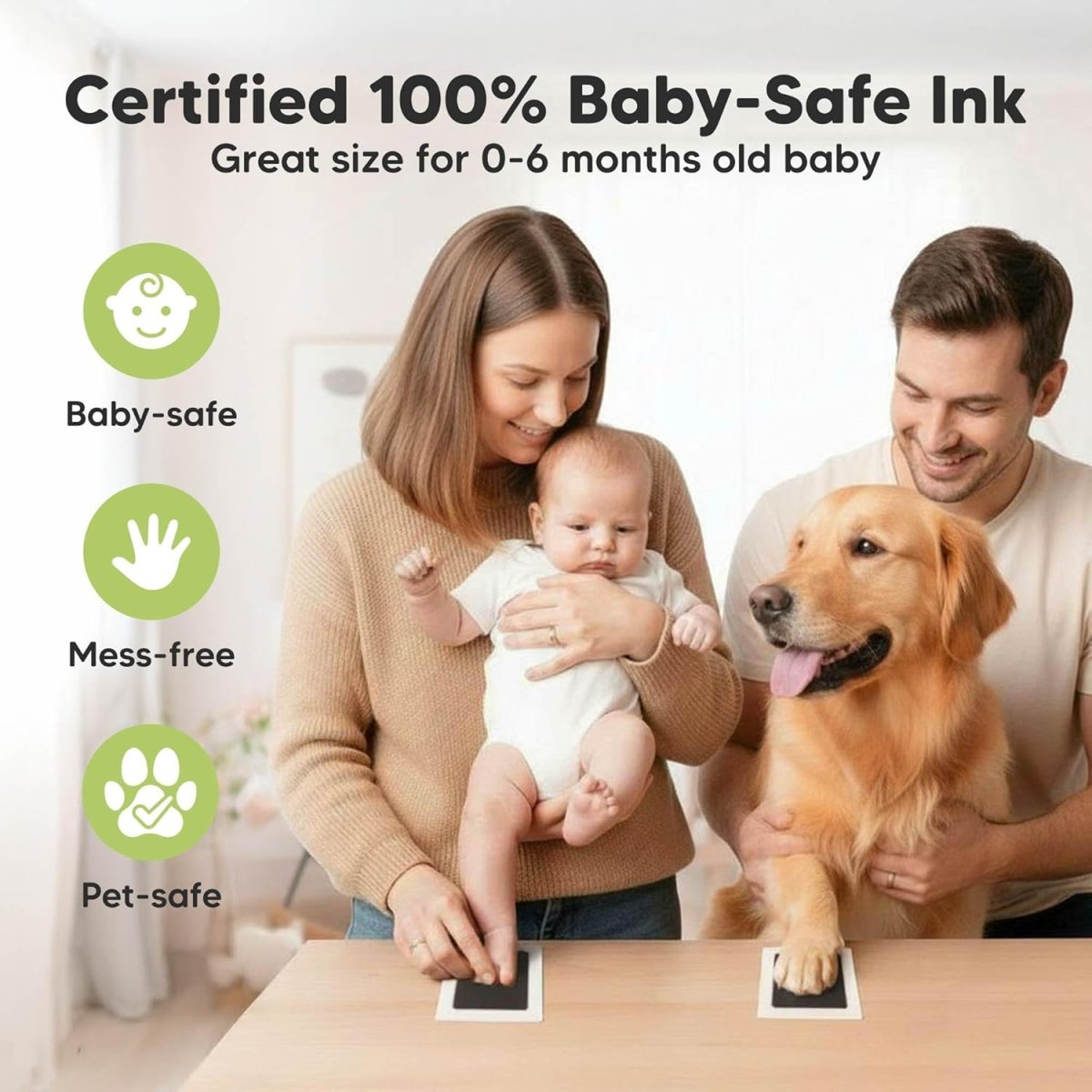 4 - Pack Inkless Baby Hand and Footprint Kit - Mess Free Ink Pad for Newborn Keepsake, Dog Nose & Paw Print Kit, Clean Touch Ink Pad for Baby Hand & Footprints, Ideal Mother's Day Gifts (Jet Black) - LittleTreasures