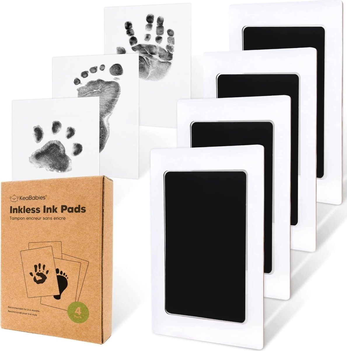 4 - Pack Inkless Baby Hand and Footprint Kit - Mess Free Ink Pad for Newborn Keepsake, Dog Nose & Paw Print Kit, Clean Touch Ink Pad for Baby Hand & Footprints, Ideal Mother's Day Gifts (Jet Black) - LittleTreasures
