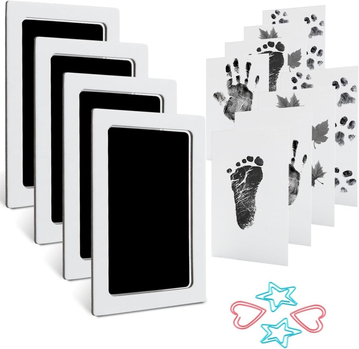 4 - Pack Inkless Baby Hand and Footprint Kit, Pet Paw Print Ink Kits, Baby Handprint Clean Touch Ink Pad Kitiled Print, Safe for Baby Keepsake, Pet Paw Print - LittleTreasures