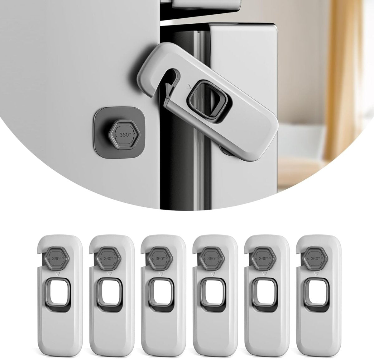 4our Kiddies 6 Pack Child Proof Refrigerator Locks, Fridge Locks for Kids Safety, Freezer Door Latches with Strong 3M Adhesives for Toddlers and Baby, Ideal for Upright Freezer, Ovens, Cabinets Door - LittleTreasures