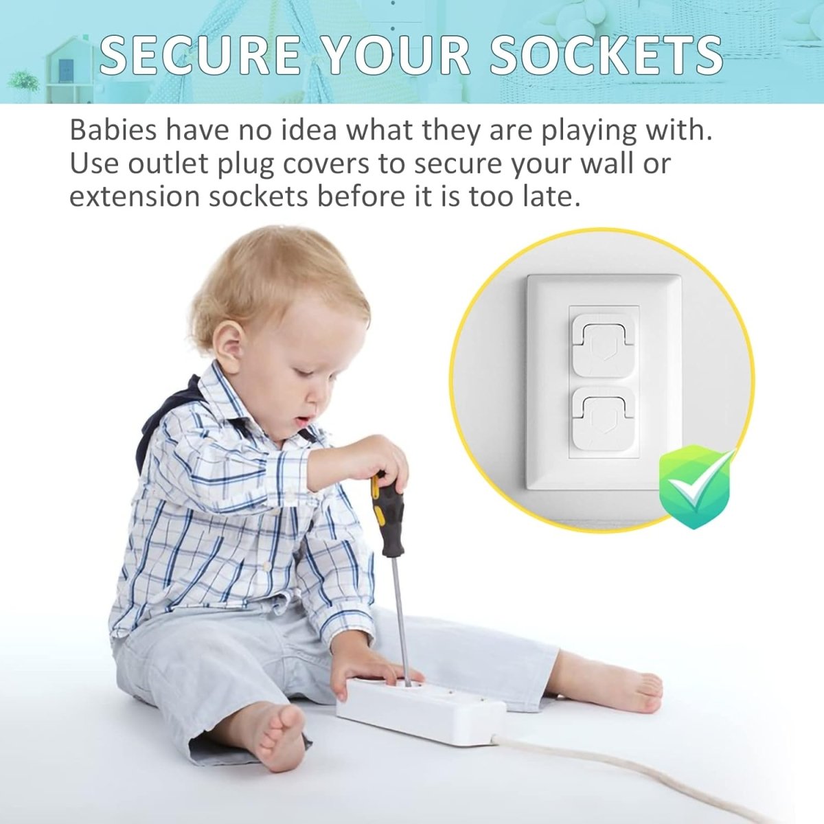 4our Kiddies Baby Proofing Outlet Covers (60 Pack) Electric Outlet Plug Covers for Child Safety, Baby Socket Cover Protector Cap to Prevent Child from Power Shock Hazard - LittleTreasures