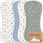 5 - Pack Muslin Burp Cloths Baby Boy, Girl - Very Absorbent Baby Burp Cloth Rags, 8 - Layers Viscose Derived from Bamboo Cotton Muslin Towel, Super Soft Spit Up Rags, No Shrink Washcloths (The Wild) - LittleTreasures