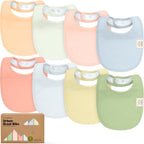 8 - Pack Organic Baby Bibs for Boys, Girls - Soft Cotton Drooling and Teething Bibs for Baby Girl & Boy, Extra Absorbent, Easy To Clean & Put On for Toddler, Newborn, Infant 0 - 24 Months (Grayscale) - LittleTreasures