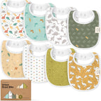 8 - Pack Organic Baby Bibs for Boys, Girls - Soft Cotton Drooling and Teething Bibs for Baby Girl & Boy, Extra Absorbent, Easy To Clean & Put On for Toddler, Newborn, Infant 0 - 24 Months (Grayscale) - LittleTreasures