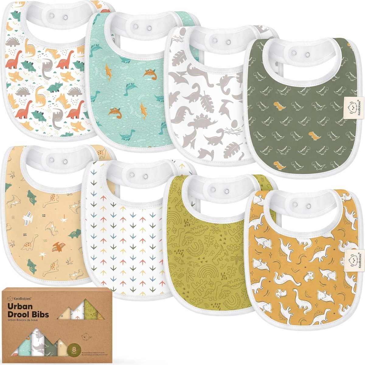 8 - Pack Organic Baby Bibs for Boys, Girls - Soft Cotton Drooling and Teething Bibs for Baby Girl & Boy, Extra Absorbent, Easy To Clean & Put On for Toddler, Newborn, Infant 0 - 24 Months (Grayscale) - LittleTreasures