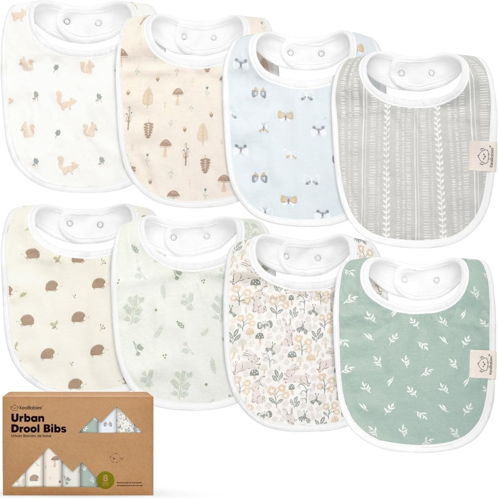 8 - Pack Organic Baby Bibs for Boys, Girls - Soft Cotton Drooling and Teething Bibs for Baby Girl & Boy, Extra Absorbent, Easy To Clean & Put On for Toddler, Newborn, Infant 0 - 24 Months (Grayscale) - LittleTreasures