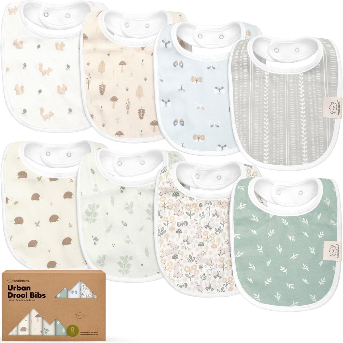 8 - Pack Organic Baby Bibs for Boys, Girls - Soft Cotton Drooling and Teething Bibs for Baby Girl & Boy, Extra Absorbent, Easy To Clean & Put On for Toddler, Newborn, Infant 0 - 24 Months (Grayscale) - LittleTreasures