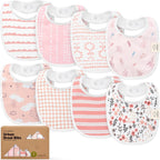 8 - Pack Organic Baby Bibs for Boys, Girls - Soft Cotton Drooling and Teething Bibs for Baby Girl & Boy, Extra Absorbent, Easy To Clean & Put On for Toddler, Newborn, Infant 0 - 24 Months (Grayscale) - LittleTreasures