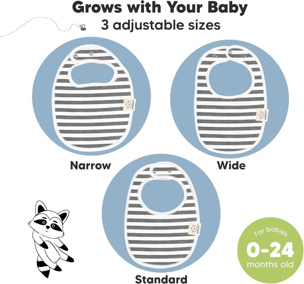 8 - Pack Organic Baby Bibs for Boys, Girls - Soft Cotton Drooling and Teething Bibs for Baby Girl & Boy, Extra Absorbent, Easy To Clean & Put On for Toddler, Newborn, Infant 0 - 24 Months (Grayscale) - LittleTreasures