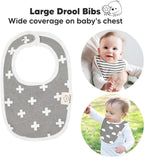 8 - Pack Organic Baby Bibs for Boys, Girls - Soft Cotton Drooling and Teething Bibs for Baby Girl & Boy, Extra Absorbent, Easy To Clean & Put On for Toddler, Newborn, Infant 0 - 24 Months (Grayscale) - LittleTreasures