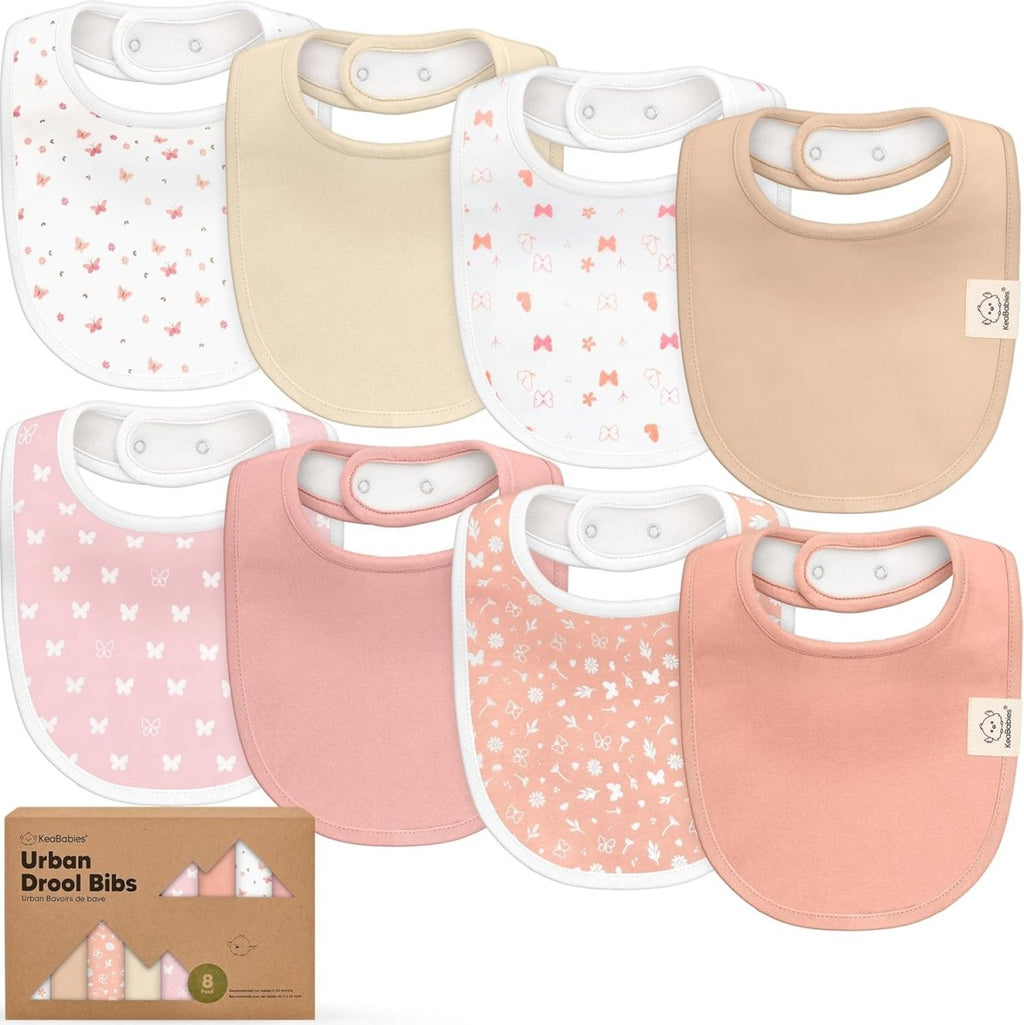 8 - Pack Organic Baby Bibs for Boys, Girls - Soft Cotton Drooling and Teething Bibs for Baby Girl & Boy, Extra Absorbent, Easy To Clean & Put On for Toddler, Newborn, Infant 0 - 24 Months (Grayscale) - LittleTreasures