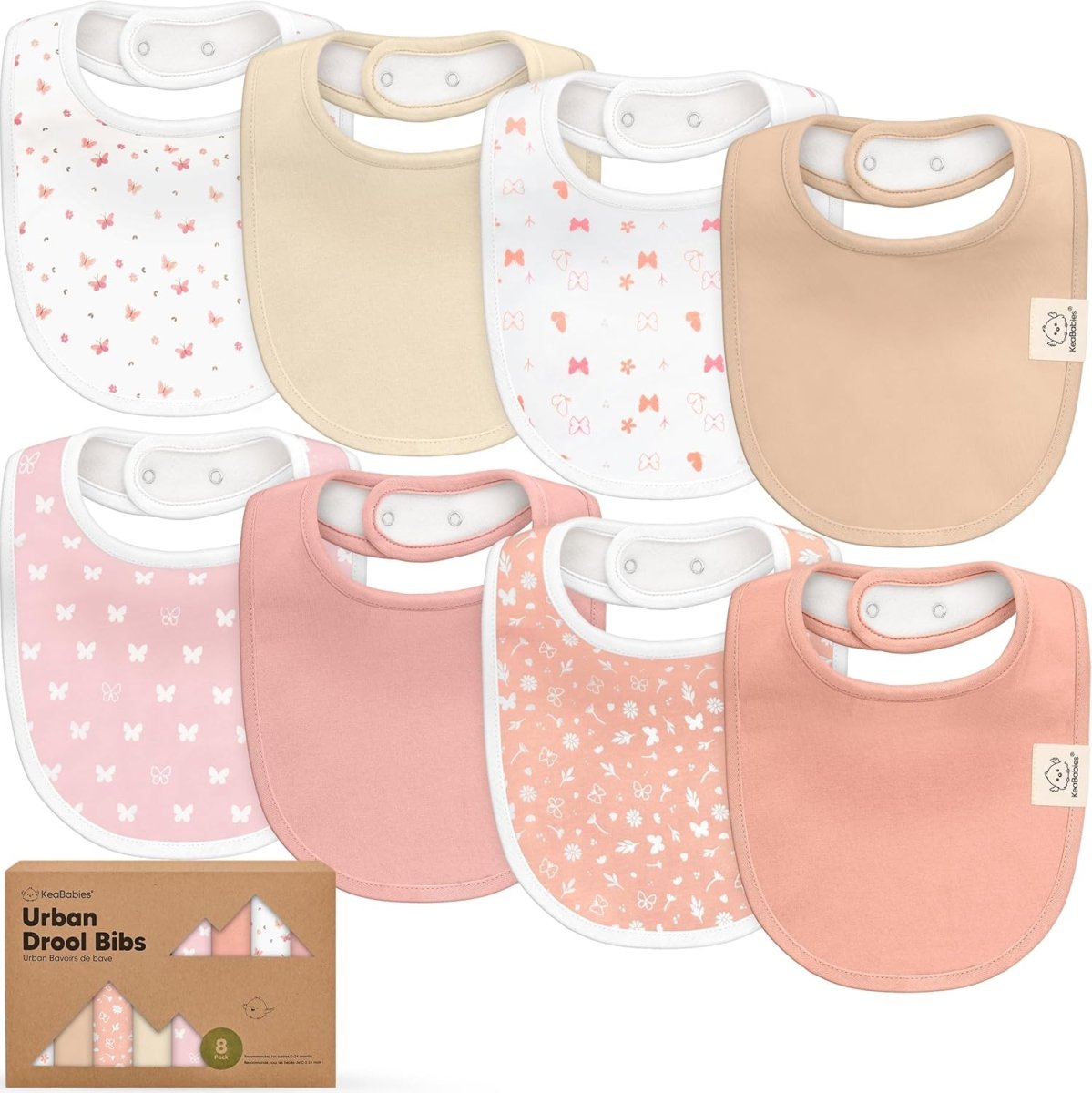 8 - Pack Organic Baby Bibs for Boys, Girls - Soft Cotton Drooling and Teething Bibs for Baby Girl & Boy, Extra Absorbent, Easy To Clean & Put On for Toddler, Newborn, Infant 0 - 24 Months (Grayscale) - LittleTreasures