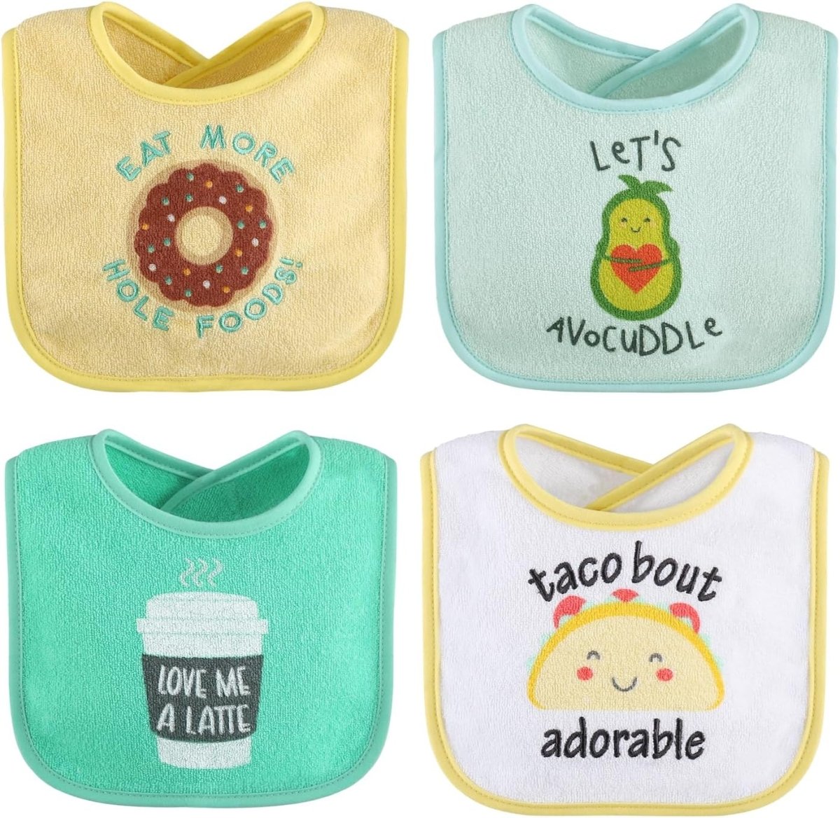 8 - Pack Witty Baby Bib Set: Soft, Absorbent & Adjustable for 0 - 24M - LittleTreasures