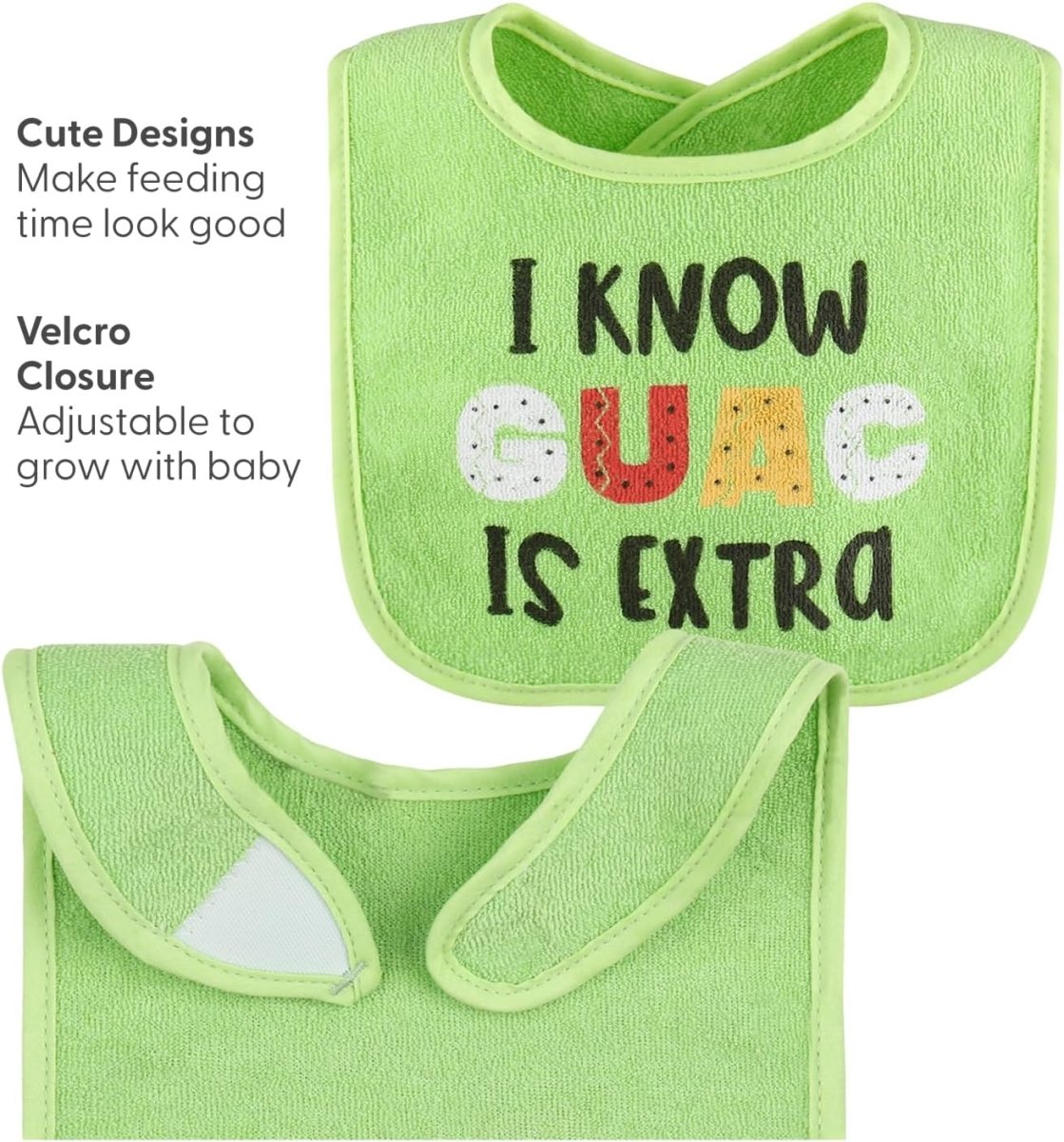 8 - Pack Witty Baby Bib Set: Soft, Absorbent & Adjustable for 0 - 24M - LittleTreasures