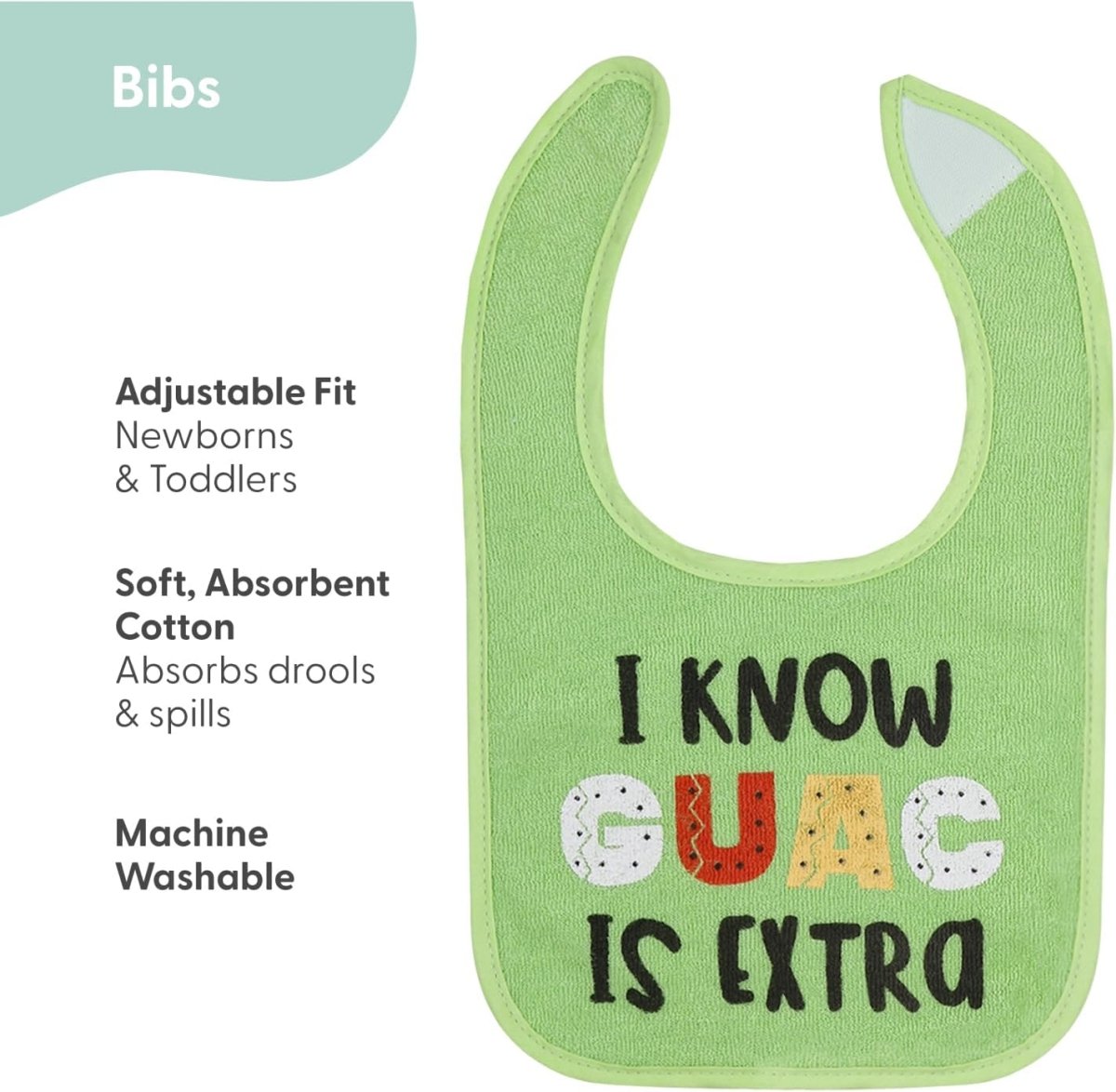 8 - Pack Witty Baby Bib Set: Soft, Absorbent & Adjustable for 0 - 24M - LittleTreasures