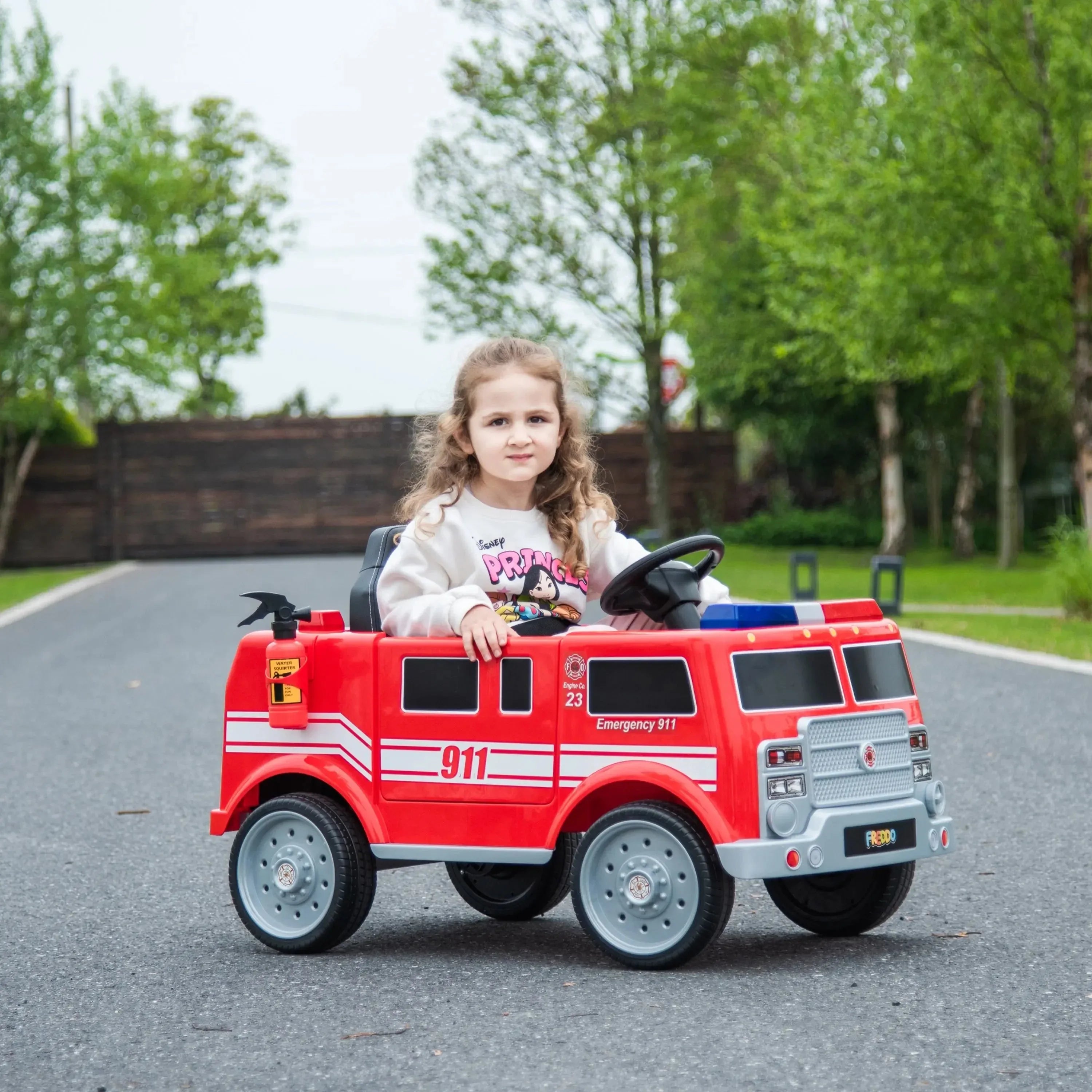 12V Freddo Fire Truck 1 Seater Ride on - LittleTreasures