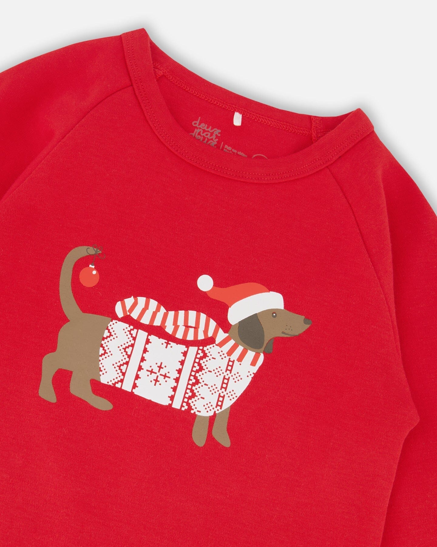 Organic Cotton Two-Piece Pajama Set Red And White Fairisle