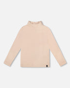 Super Soft Ribbed Mock Neck Top Light Caramel