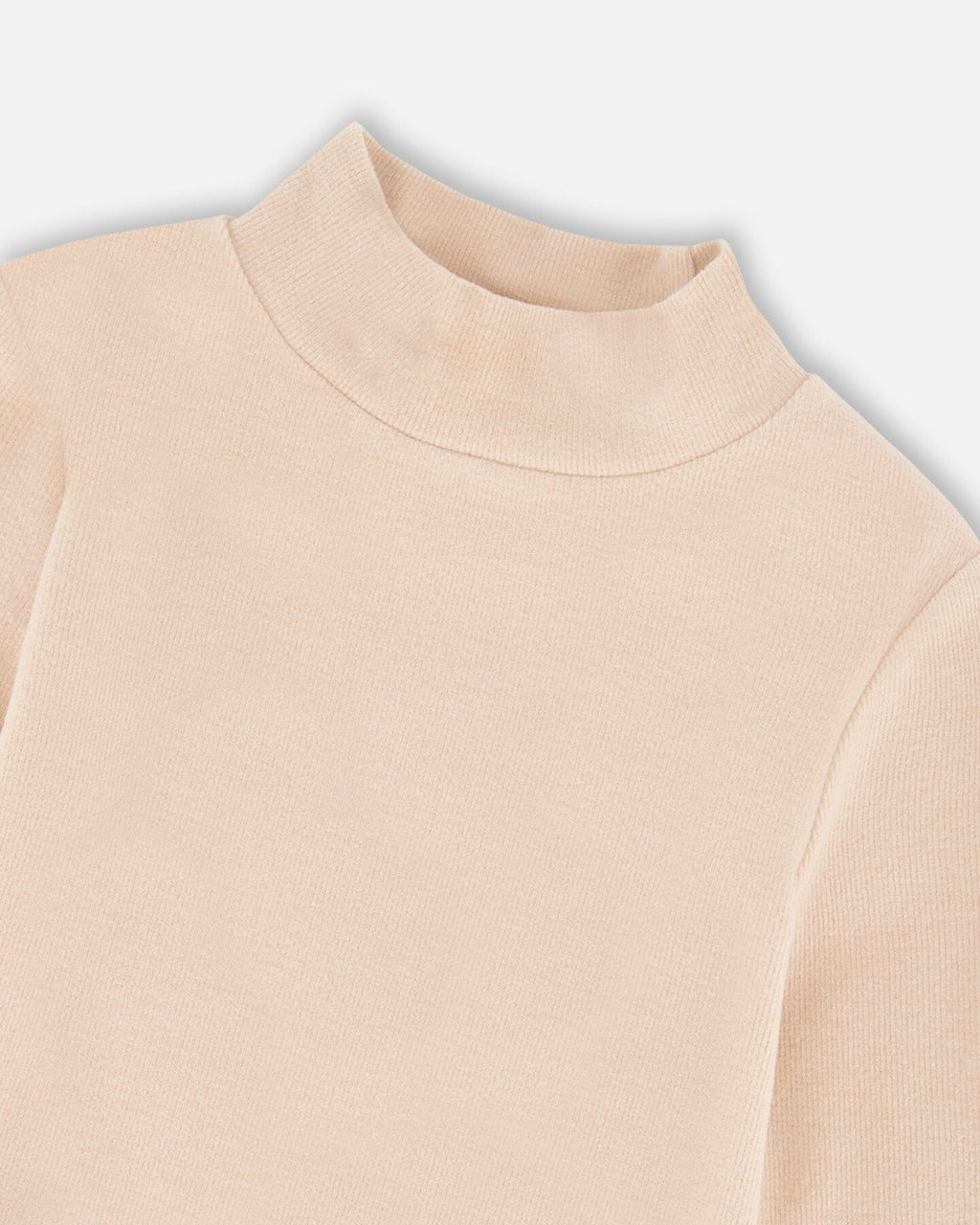 Super Soft Ribbed Mock Neck Top Light Caramel