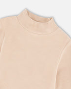 Super Soft Ribbed Mock Neck Top Light Caramel