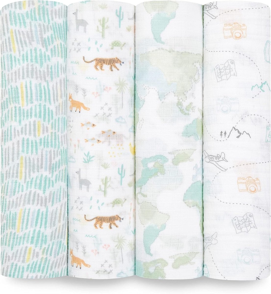 aden + anais Essentials Disney Baby Muslin Swaddle Blankets, Newborn Receiving Blanket for Swaddling, 100% Cotton Baby Swaddle Wrap, 4 Pack, Country Floral - LittleTreasures