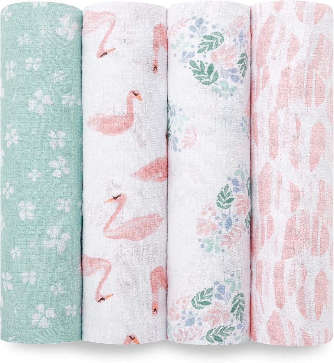 aden + anais Essentials Disney Baby Muslin Swaddle Blankets, Newborn Receiving Blanket for Swaddling, 100% Cotton Baby Swaddle Wrap, 4 Pack, Country Floral - LittleTreasures