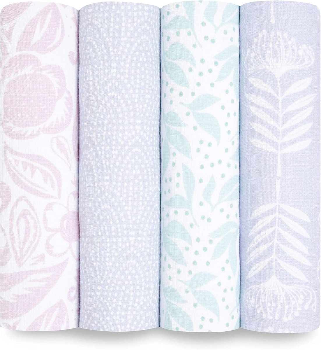 aden + anais Essentials Disney Baby Muslin Swaddle Blankets, Newborn Receiving Blanket for Swaddling, 100% Cotton Baby Swaddle Wrap, 4 Pack, Country Floral - LittleTreasures