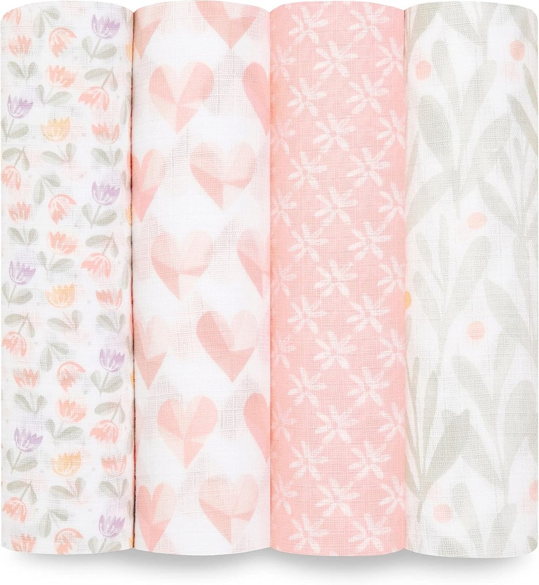 aden + anais Essentials Disney Baby Muslin Swaddle Blankets, Newborn Receiving Blanket for Swaddling, 100% Cotton Baby Swaddle Wrap, 4 Pack, Country Floral - LittleTreasures