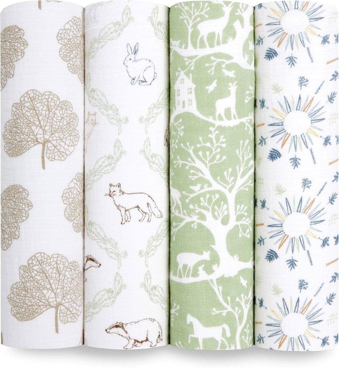 aden + anais Essentials Disney Baby Muslin Swaddle Blankets, Newborn Receiving Blanket for Swaddling, 100% Cotton Baby Swaddle Wrap, 4 Pack, Country Floral - LittleTreasures