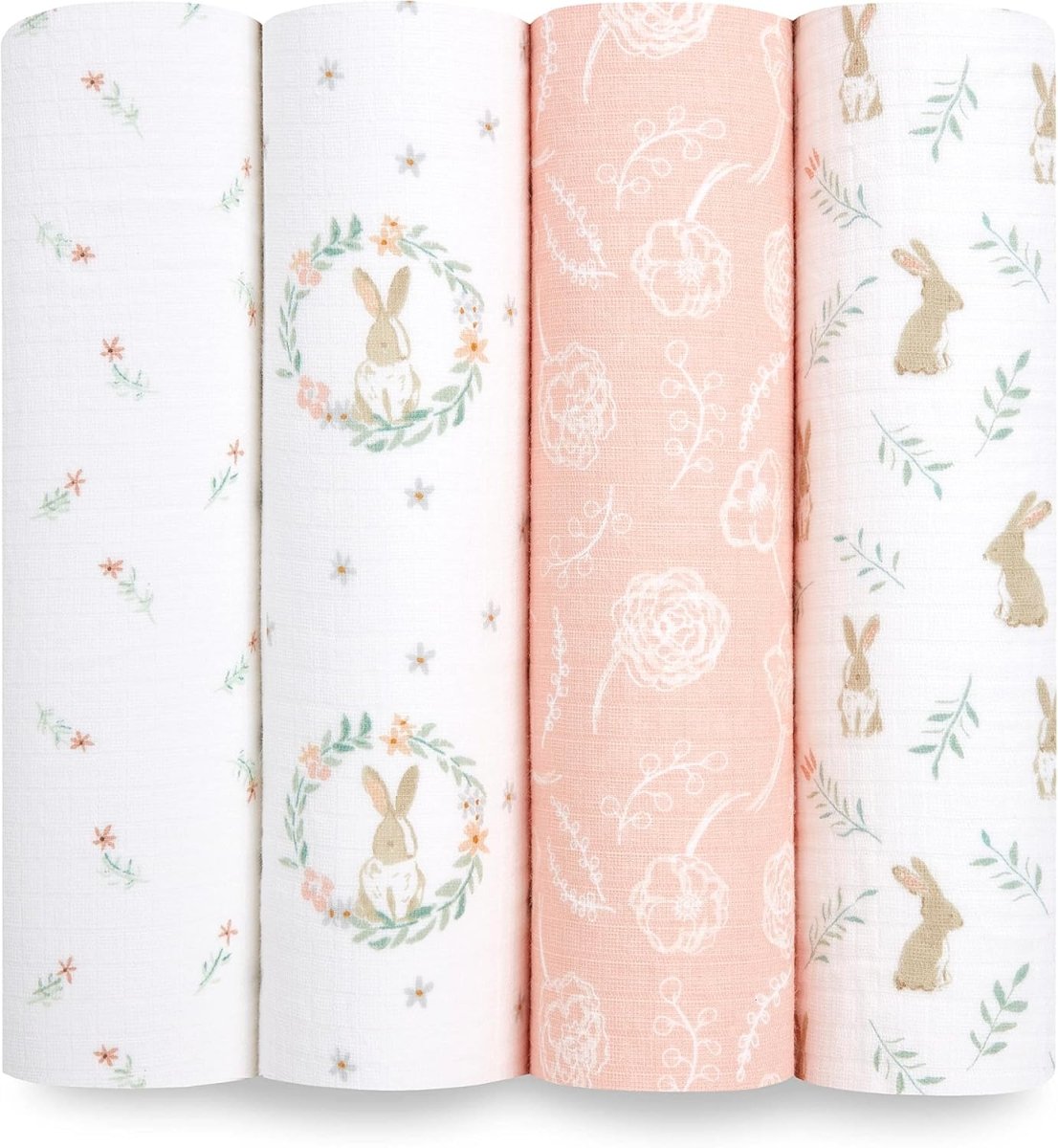 aden + anais Essentials Disney Baby Muslin Swaddle Blankets, Newborn Receiving Blanket for Swaddling, 100% Cotton Baby Swaddle Wrap, 4 Pack, Country Floral - LittleTreasures