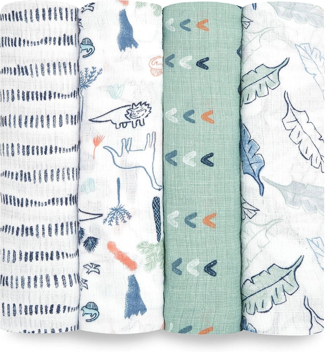 aden + anais Essentials Disney Baby Muslin Swaddle Blankets, Newborn Receiving Blanket for Swaddling, 100% Cotton Baby Swaddle Wrap, 4 Pack, Country Floral - LittleTreasures