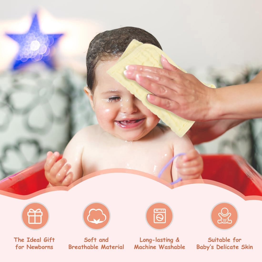 AIDEA Baby Muslin Washcloths - 10 Pack, 100% Cotton Washcloth, Newborn Essentials, Soft Baby Washcloths, Absorbent Baby Towel, Bath Face Towels, Burp Cloths, Rags for Newborn, Baby Gifts - White 10" X10" - LittleTreasures